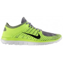 Nike Free 4.0 Flyknit Hommes chaussures de sport gris/vert clair SLJ040