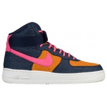 Nike Air Force 1 High Premium Suede Femmes chaussures de sport bleu marin/rose UNY469